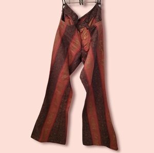 Detailed flare out striped pants